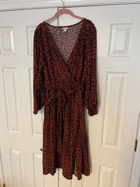 Cheetah Print Faux Wrap Dress